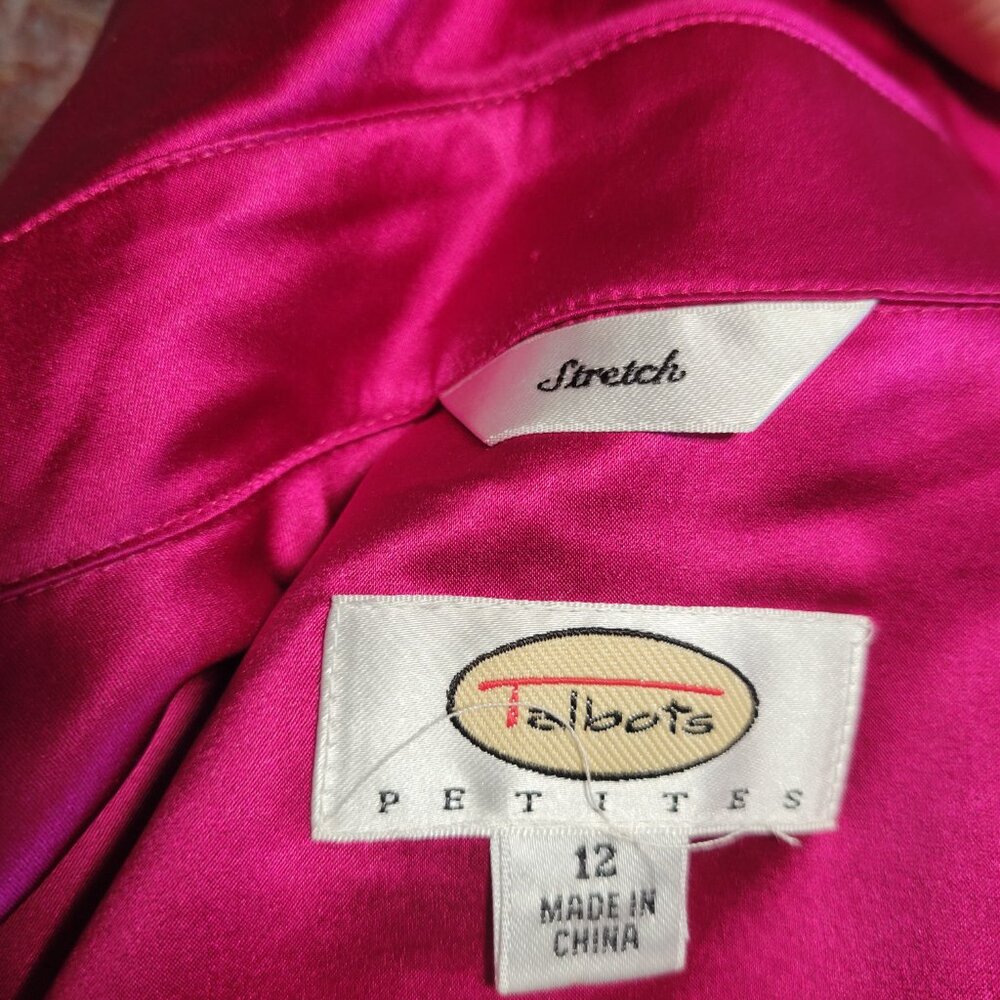 Talbots Silk Raspberry Pink Shirt Size 12 - Picture 5 of 5